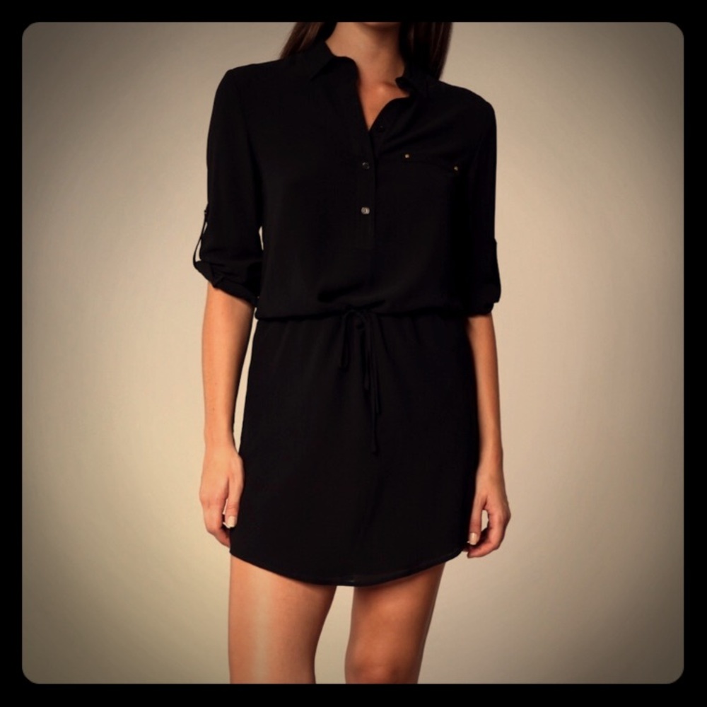 Button front drawstring waist dress